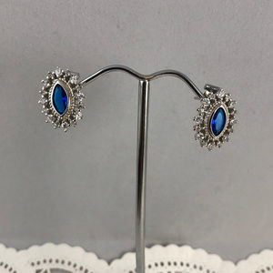 2CT Blue Sapphire & Topaz 925 Silver Earrings